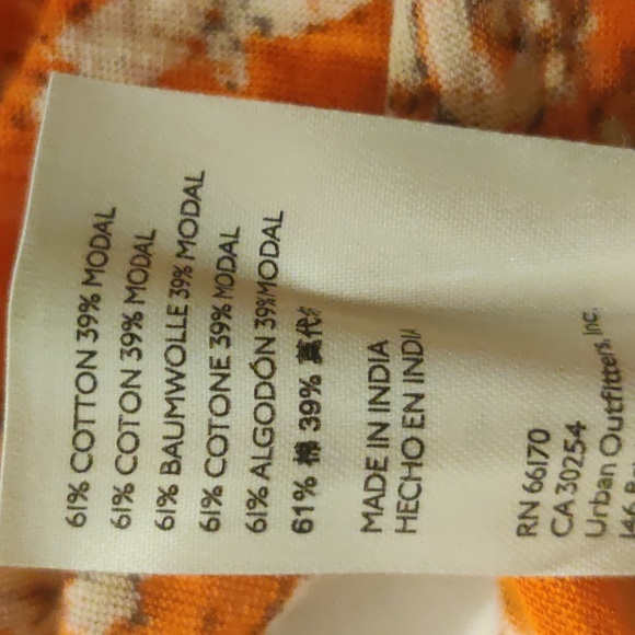 Free People top size S. Color orange/cream. Cotton/modal. Made in India. - Picture 9 of 10